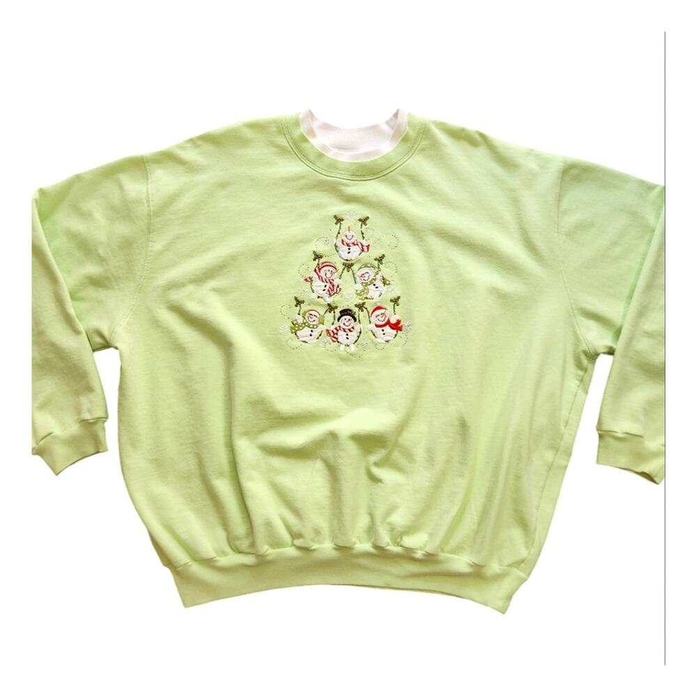 Decorated Originals Christmas sweatshirt snowmen green size 3XL